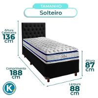 Conjunto Cama Box Preto Solteiro + Colchão Molas Ensacadas Blue Paropas + Cabeceira - 3