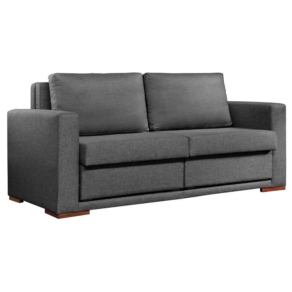 Sofá Cama Hermes 3 Lugares Luxo 1,90 M Castellar Móbile Linho Cinza - 1
