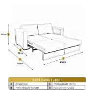 Sofá Cama Hermes 3 Lugares Luxo 1,90 M Castellar Móbile Linho Cinza - 3
