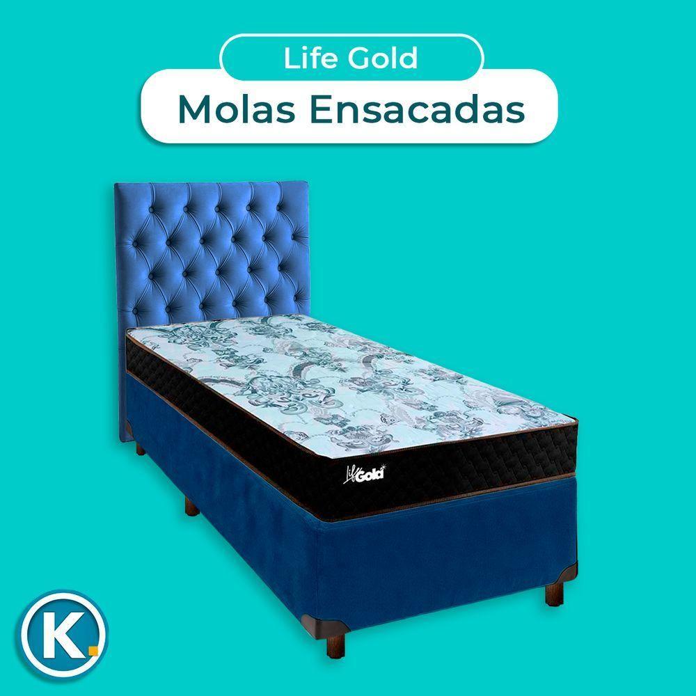 Kit Cabeceira + Cama Box + Colchão Solteiro Molas Ensacadas Life Gold Paropas - 4