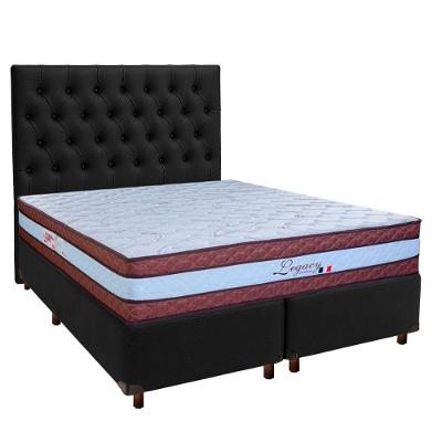 Conjunto Cama Box Preto Queen + Colchão Molas Ensacadas Legaccy Paropas + Cabeceira