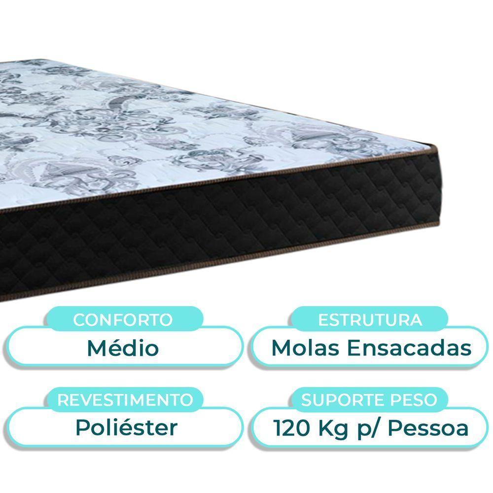 Conjunto Cama Box Marrom Casal + Colchão Molas Ensacadas Life Gold Paropas + Cabeceira - 4