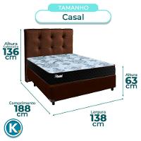 Conjunto Cama Box Marrom Casal + Colchão Molas Ensacadas Life Gold Paropas + Cabeceira - 5