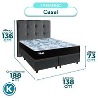 Conjunto Cama Box Blindado Casal + Colchão Molas Ensacadas Life Gold Paropas + Cabeceira - 3
