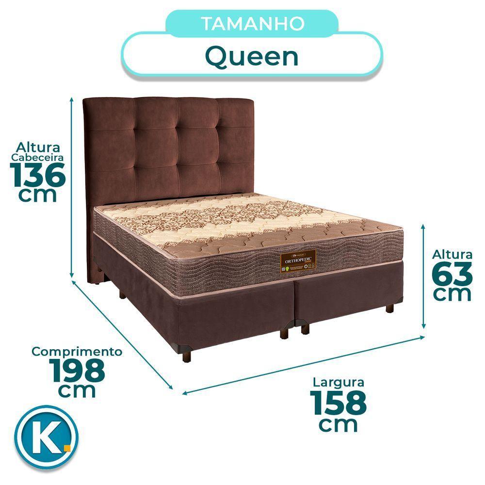 Conjunto Cama Box Marrom Queen + Colchão D26 Ortophedic Sankonfort + Cabeceira - 3