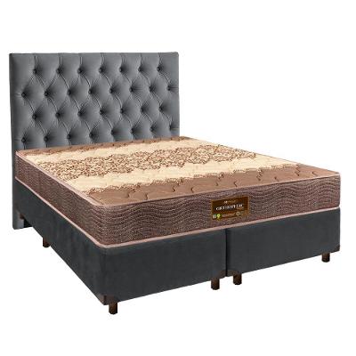 Conjunto Cama Box Cinza Queen + Colchão D26 Ortophedic Sankonfort + Cabeceira