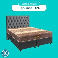 Conjunto Cama Box Cinza Queen + Colchão D26 Ortophedic Sankonfort + Cabeceira