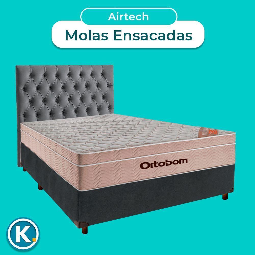 Kit Cabeceira + Cama Box + Colchão Casal Molas Ensacadas Airtech Ortobom - 4