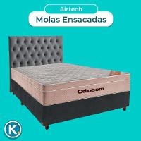 Kit Cabeceira + Cama Box + Colchão Casal Molas Ensacadas Airtech Ortobom