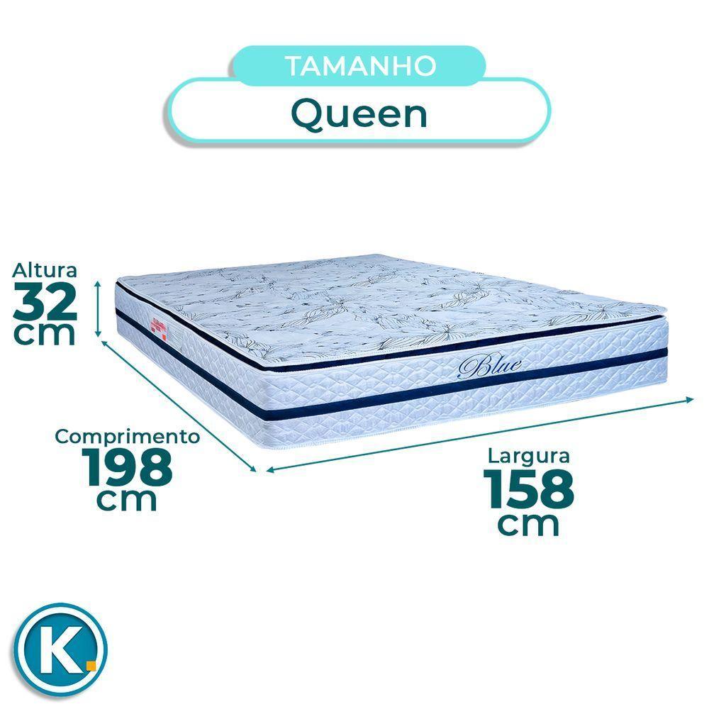 Conjunto Cama Box Cinza Queen + Colchão Molas Ensacadas Blue Paropas + Cabeceira - 5
