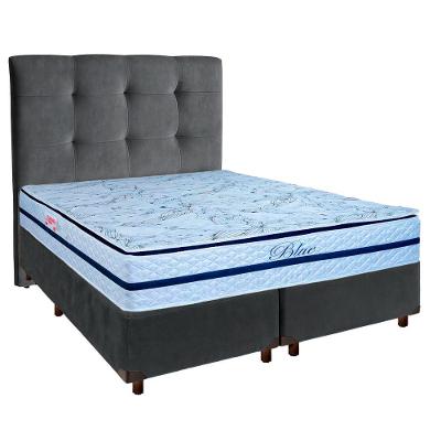 Kit Cabeceira + Cama Box + Colchão Queen Molas Ensacadas Blue Paropas
