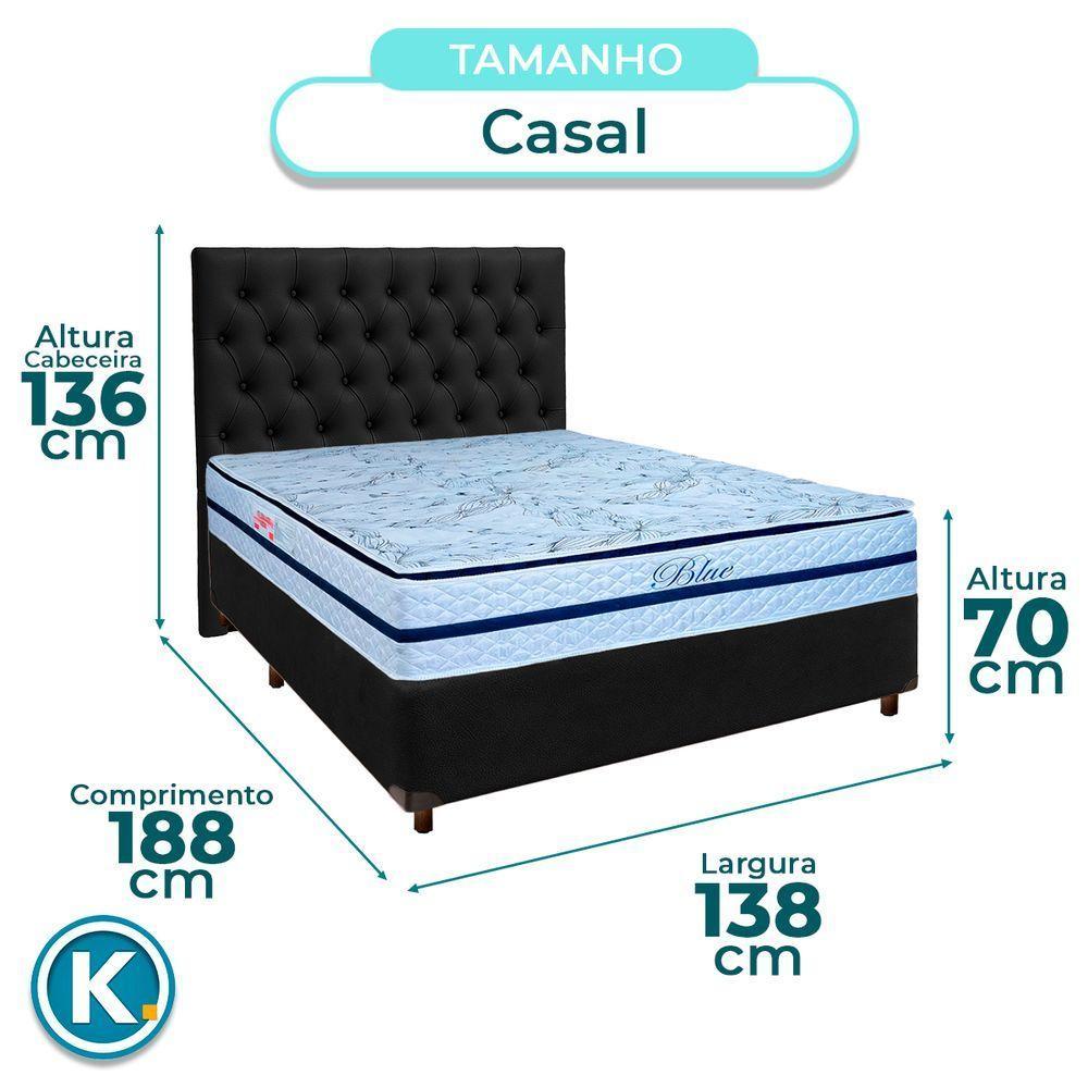 Conjunto Cama Box Preto Casal + Colchão Molas Ensacadas Blue Paropas + Cabeceira - 3