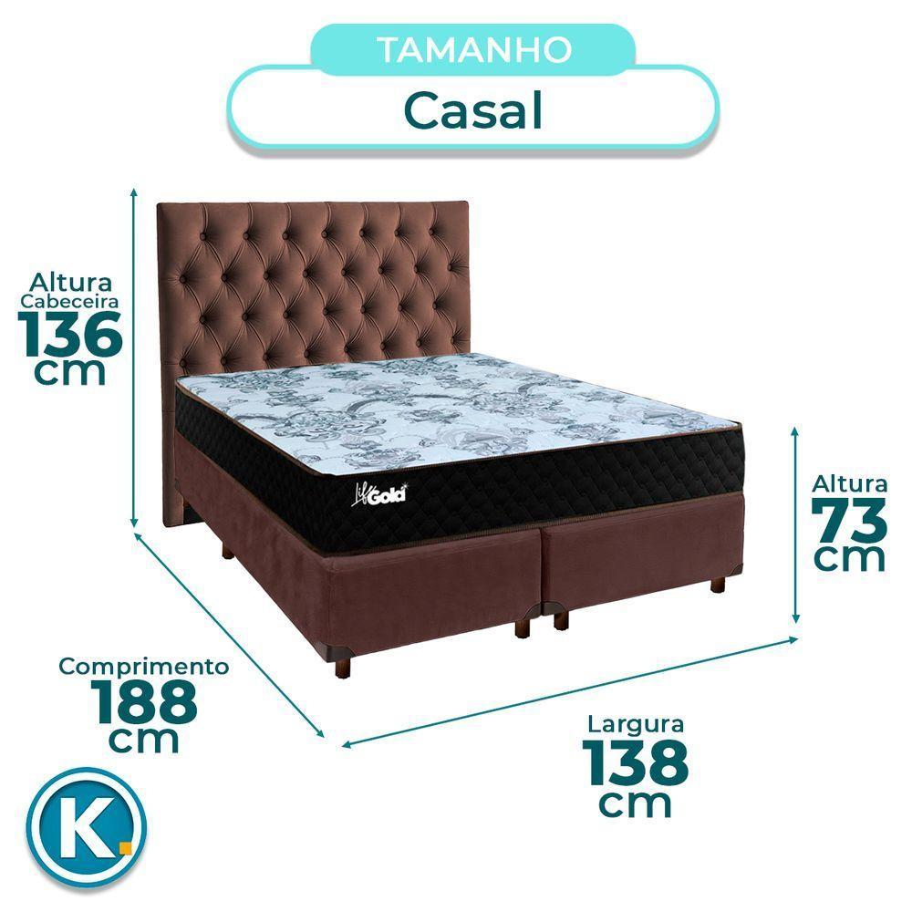 Conjunto Cama Box Blindado Casal + Colchão Molas Ensacadas Life Gold Paropas + Cabeceira - 3