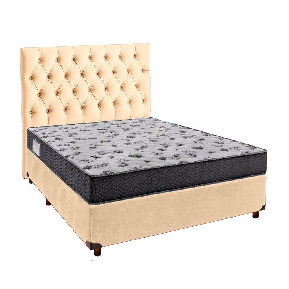 Conjunto Cama Box Perola Casal + Colchão D33 Iso100 Ortobom + Cabeceira - 1