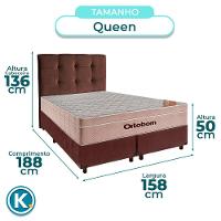 Conjunto Cama Box Marrom Queen + Colchão Molas Ensacadas Airtech Ortobom + Cabeceira - 3