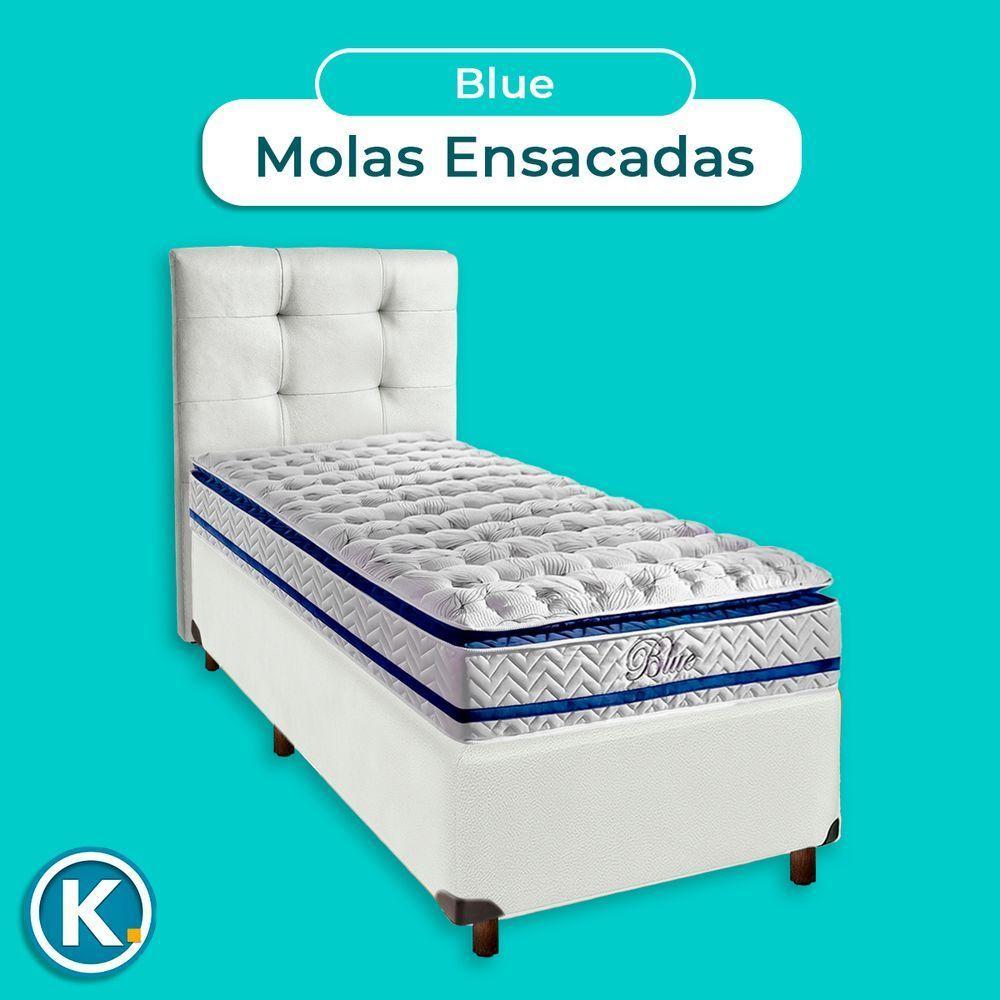 Conjunto Cama Box Branco Solteiro + Colchão Molas Ensacadas Blue Paropas + Cabeceira - 4