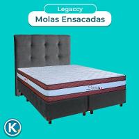 Conjunto Cama Box Blindado Casal + Colchão Molas Ensacadas Legaccy Paropas + Cabeceira