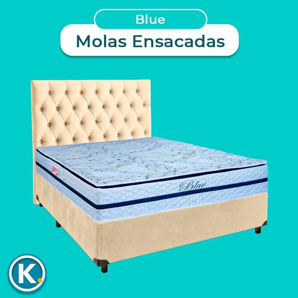 Conjunto Cama Box Perola Casal + Colchão Molas Ensacadas Blue Paropas + Cabeceira - 4