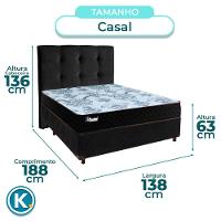 Conjunto Cama Box Preto Casal + Colchão Molas Ensacadas Life Gold Paropas + Cabeceira - 3