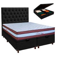Conjunto Cama Box Bau Blindado Queen + Colchão Molas Ensacadas Legaccy Paropas + Cabeceira - 1