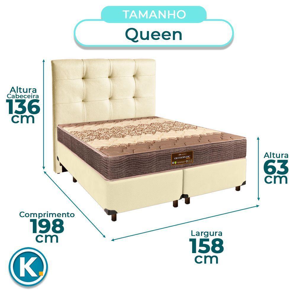 Conjunto Cama Box Bege Queen + Colchão D26 Ortophedic Sankonfort + Cabeceira - 3