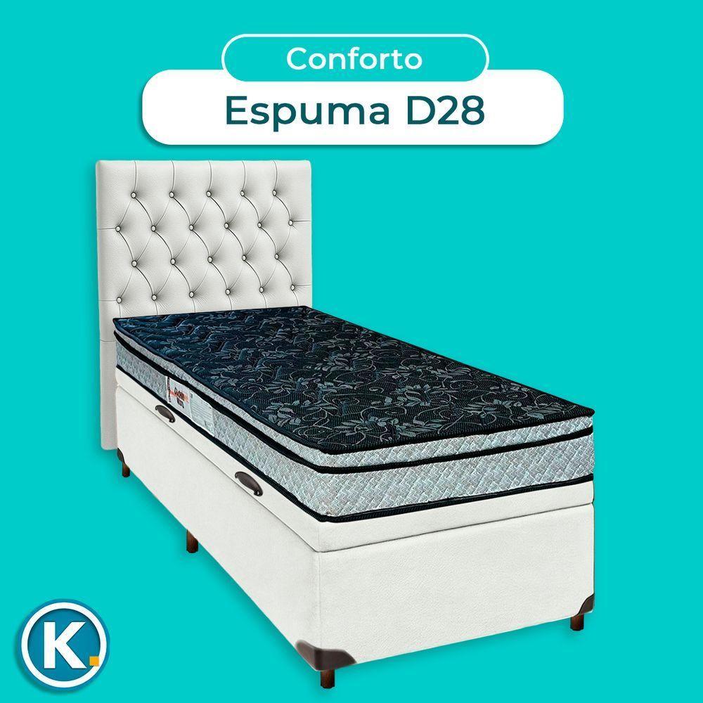 Conjunto Cama Box Bau Blindado Solteiro + Colchão D28 Conforto Paropas + Cabeceira - 4