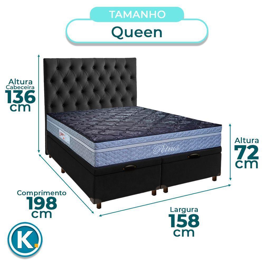 Conjunto Cama Box Bau Blindado Queen + Colchão Molas Ensacadas Petrus Paropas + Cabeceira - 3