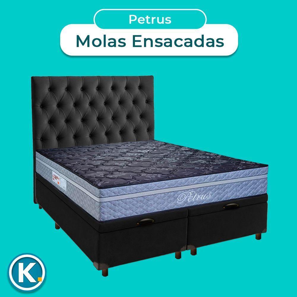 Conjunto Cama Box Bau Blindado Queen + Colchão Molas Ensacadas Petrus Paropas + Cabeceira - 4