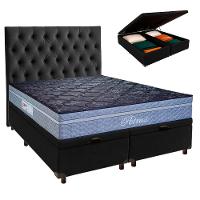Conjunto Cama Box Bau Blindado Queen + Colchão Molas Ensacadas Petrus Paropas + Cabeceira - 1