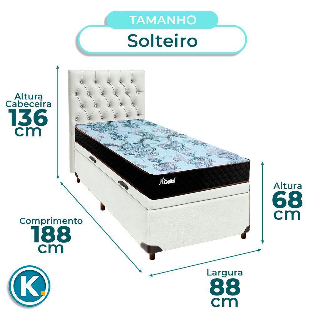 Conjunto Cama Box Bau Branco Solteiro + Colchão Molas Ensacadas Life Gold Paropas + Cabeceira - 3