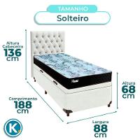 Conjunto Cama Box Bau Branco Solteiro + Colchão Molas Ensacadas Life Gold Paropas + Cabeceira - 3