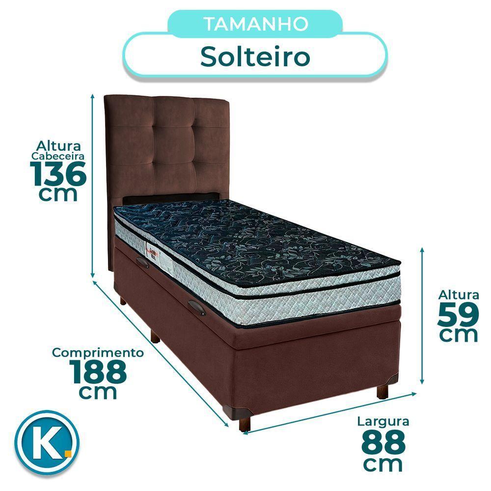 Conjunto Cama Box Bau Blindado Solteiro + Colchão D28 Conforto Paropas + Cabeceira - 3