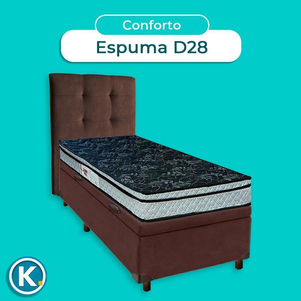 Conjunto Cama Box Bau Blindado Solteiro + Colchão D28 Conforto Paropas + Cabeceira - 4