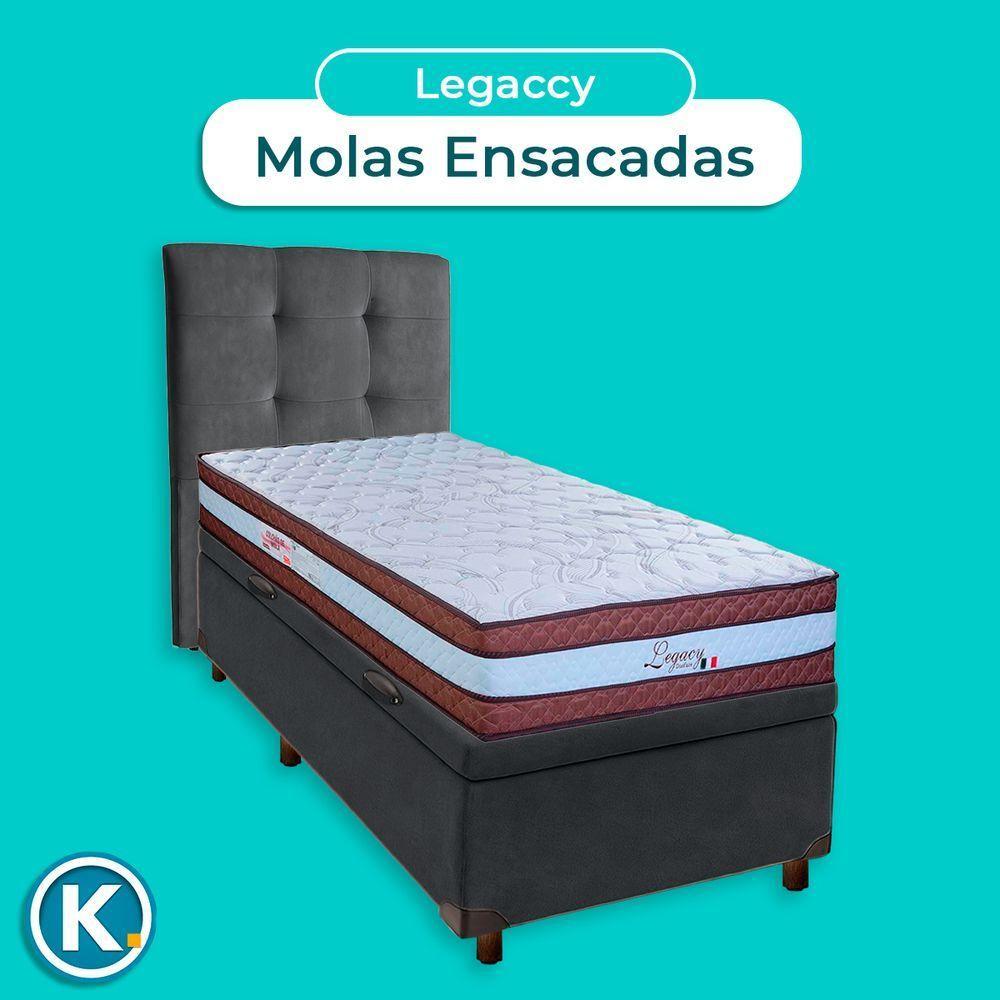 Conjunto Cama Box Bau Blindado Solteiro + Colchão Molas Ensacadas Legaccy Paropas + Cabeceira - 4
