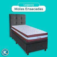 Conjunto Cama Box Bau Blindado Solteiro + Colchão Molas Ensacadas Legaccy Paropas + Cabeceira