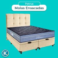 Conjunto Cama Box Bau Blindado Queen + Colchão Molas Ensacadas Petrus Paropas + Cabeceira