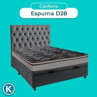 Conjunto Cama Box Bau Cinza Casal + Colchão D28 Conforto Paropas + Cabeceira