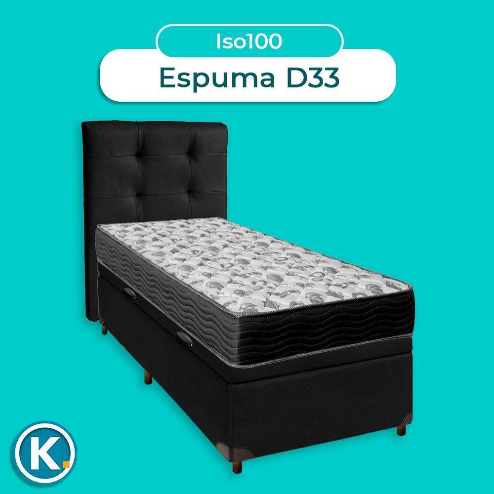 Conjunto Cama Box Bau Blindado Solteiro + Colchão D33 Iso100 Ortobom + Cabeceira - 4