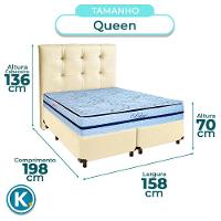 Conjunto Cama Box Bege Queen + Colchão Molas Ensacadas Blue Paropas + Cabeceira - 3