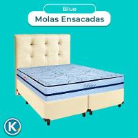 Conjunto Cama Box Bege Queen + Colchão Molas Ensacadas Blue Paropas + Cabeceira