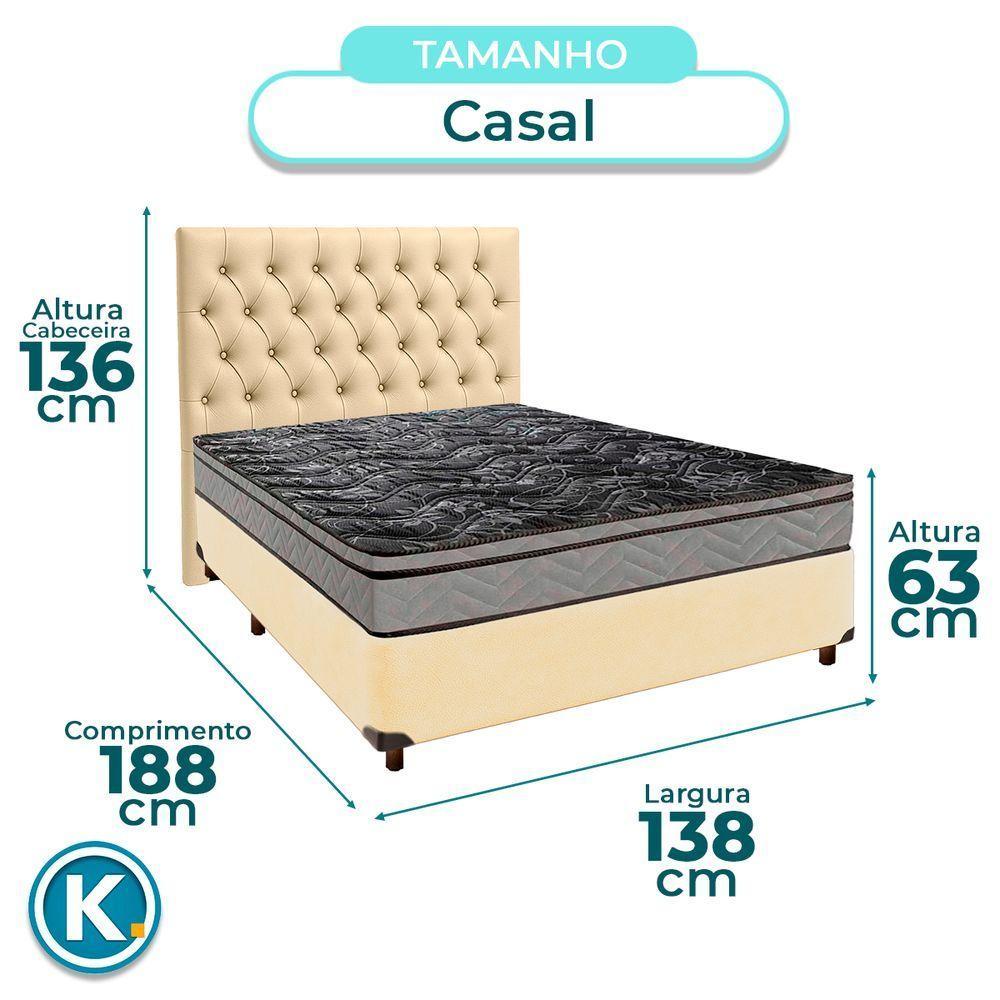 Conjunto Cama Box Bege Casal + Colchão D28 Conforto Paropas + Cabeceira - 3