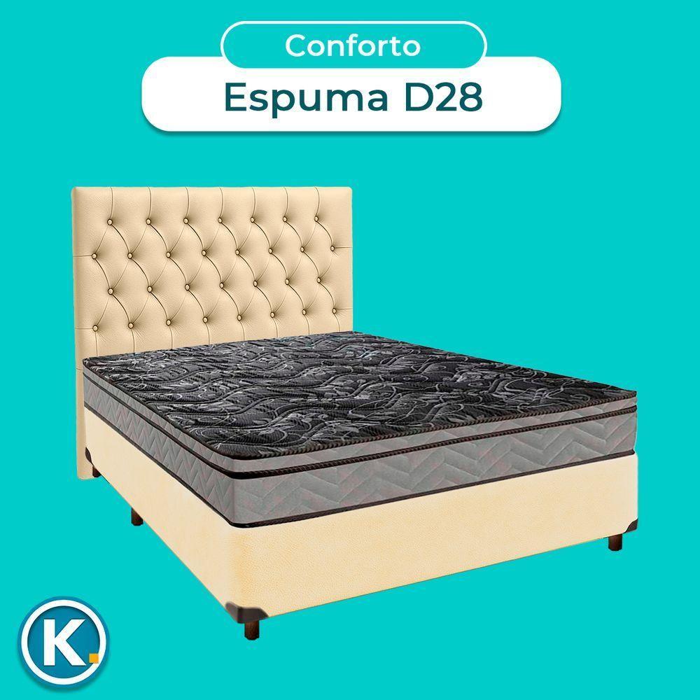 Conjunto Cama Box Bege Casal + Colchão D28 Conforto Paropas + Cabeceira - 4