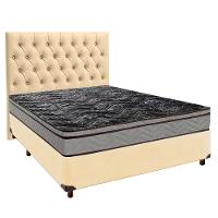 Conjunto Cama Box Bege Casal + Colchão D28 Conforto Paropas + Cabeceira - 1