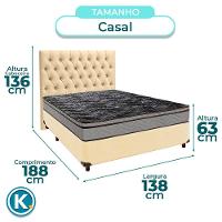 Conjunto Cama Box Bege Casal + Colchão D28 Conforto Paropas + Cabeceira - 3