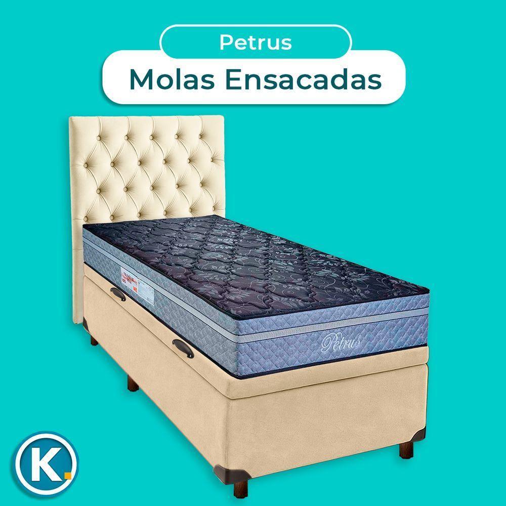 Conjunto Cama Box Bau Blindado Solteiro + Colchão Molas Ensacadas Petrus Paropas + Cabeceira - 4