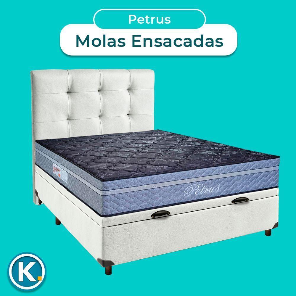 Conjunto Cama Box Bau Branco Casal + Colchão Molas Ensacadas Petrus Paropas + Cabeceira - 4