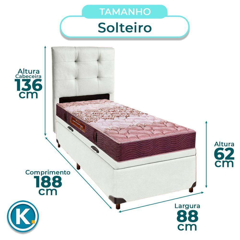 Conjunto Cama Box Bau Branco Solteiro + Colchão D26 Ortophedic Sankonfort + Cabeceira - 3