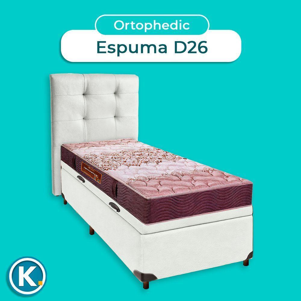 Conjunto Cama Box Bau Branco Solteiro + Colchão D26 Ortophedic Sankonfort + Cabeceira - 4