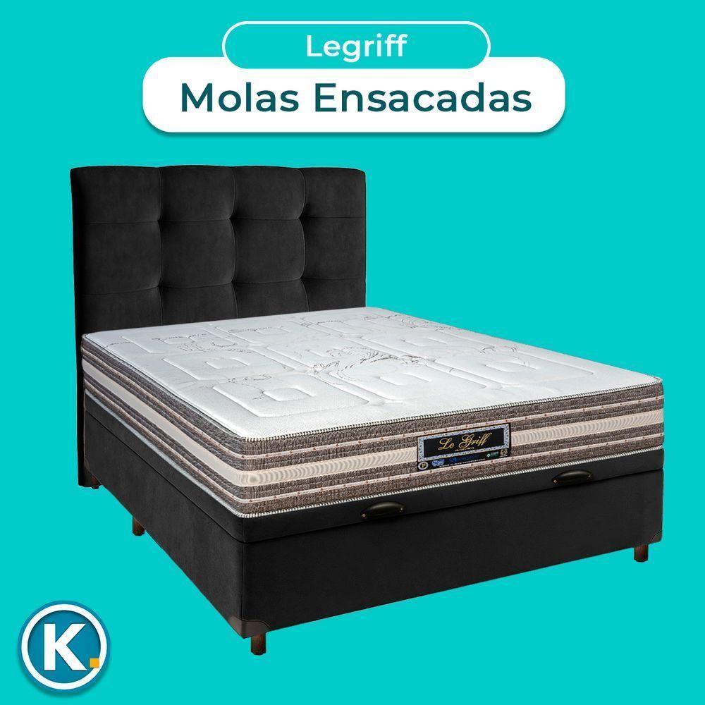 Conjunto Cama Box Bau Preto Casal + Colchão Molas Ensacadas Legriff Sankonfort + Cabeceira - 4