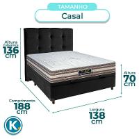 Conjunto Cama Box Bau Preto Casal + Colchão Molas Ensacadas Legriff Sankonfort + Cabeceira - 3
